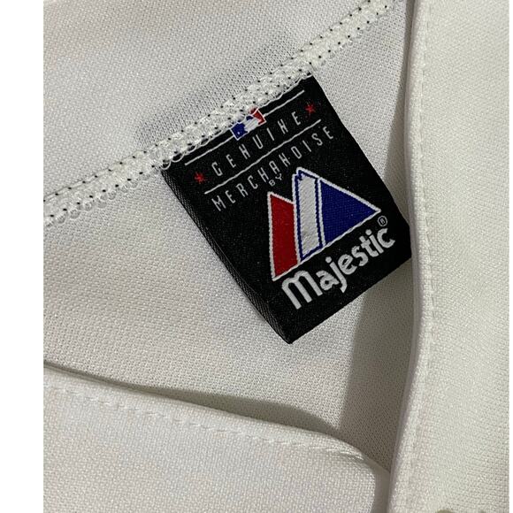 Majestic Indians Baseball Jersey White Button-Up Medium Red Navy Logo - Picture 7 of 9